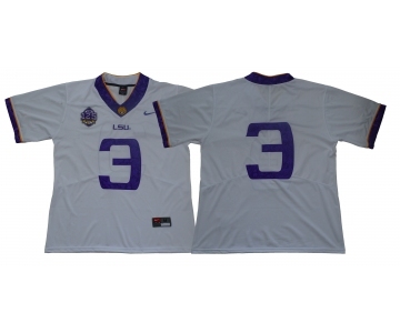 LSU Tigers #3 White 125 Sesons Nike College Football Jersey