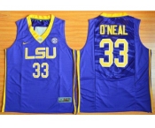 LSU Tigers #33 Shaquille O'Neal Purple Basketball Stitched NCAA Jersey