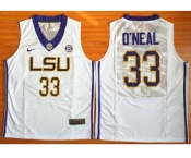 LSU Tigers #33 Shaquille O'Neal White Basketball Stitched NCAA Jersey