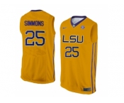 Men's LSU Tigers Ben Simmons #25 College Basketball Elite Jersey - Gold