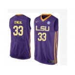 Men's LSU Tigers Shaquille O'Neal #33 College Basketball Elite Jersey - Purple