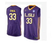 Men's LSU Tigers Shaquille O'Neal #33 College Basketball Elite Jersey - Purple