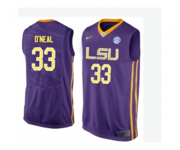 Men's LSU Tigers Shaquille O'Neal #33 College Basketball Elite Jersey - Purple