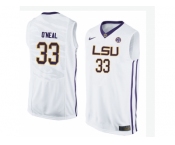 Men's LSU Tigers Shaquille O'Neal #33 College Basketball Elite Jersey - White