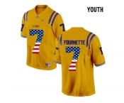 2016 US Flag Fashion 2016 Youth LSU Tigers Leonard Fournette #7 College Football Limited Jersey - Gold