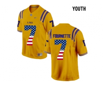 2016 US Flag Fashion 2016 Youth LSU Tigers Leonard Fournette #7 College Football Limited Jersey - Gold