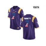 2016 US Flag Fashion 2016 Youth LSU Tigers Leonard Fournette #7 College Football Limited Jersey - Purple