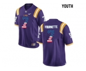 2016 US Flag Fashion 2016 Youth LSU Tigers Leonard Fournette #7 College Football Limited Jersey - Purple