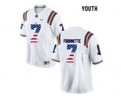 2016 US Flag Fashion 2016 Youth LSU Tigers Leonard Fournette #7 College Football Limited Jersey - White