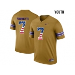 2016 US Flag Fashion 2016 Youth LSU Tigers Leonard Fournette #7 College Football Limited Legand Jersey - Gridiron Gold