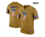 2016 US Flag Fashion 2016 Youth LSU Tigers Leonard Fournette #7 College Football Limited Legand Jersey - Gridiron Gold