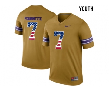 2016 US Flag Fashion 2016 Youth LSU Tigers Leonard Fournette #7 College Football Limited Legand Jersey - Gridiron Gold