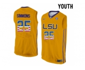 2016 US Flag Fashion Youth LSU Tigers Ben Simmons #25 College Basketball Elite Jersey - Gold