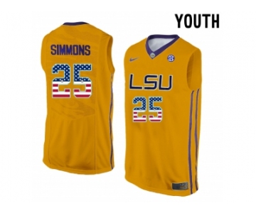 2016 US Flag Fashion Youth LSU Tigers Ben Simmons #25 College Basketball Elite Jersey - Gold