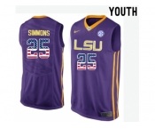 2016 US Flag Fashion Youth LSU Tigers Ben Simmons #25 College Basketball Elite Jersey - Purple