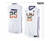 2016 US Flag Fashion Youth LSU Tigers Ben Simmons #25 College Basketball Elite Jersey - White