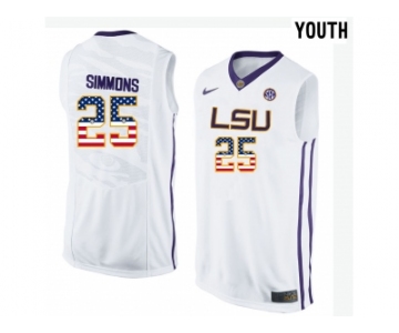 2016 US Flag Fashion Youth LSU Tigers Ben Simmons #25 College Basketball Elite Jersey - White