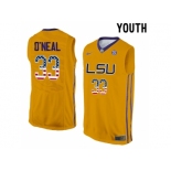 2016 US Flag Fashion Youth LSU Tigers Shaquille O'Neal #33 College Basketball Elite Jersey - Gold