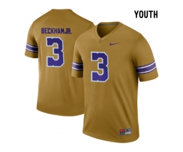 2016 Youth LSU Tigers Odell Beckham Jr. #3 College Football Limited Throwback Legand Jersey - Gridiron Gold