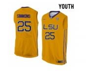 Youth LSU Tigers Ben Simmons #25 College Basketball Elite Jersey - Gold