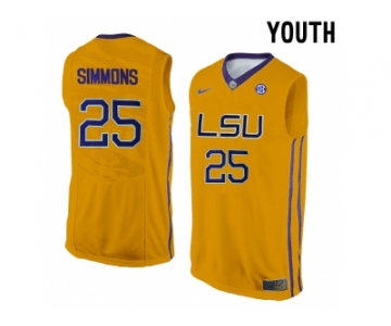 Youth LSU Tigers Ben Simmons #25 College Basketball Elite Jersey - Gold