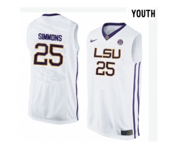 Youth LSU Tigers Ben Simmons #25 College Basketball Elite Jersey - White