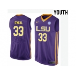 Youth LSU Tigers Shaquille O'Neal #33 College Basketball Elite Jersey - Purple