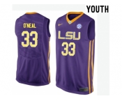 Youth LSU Tigers Shaquille O'Neal #33 College Basketball Elite Jersey - Purple