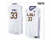 Youth LSU Tigers Shaquille O'Neal #33 College Basketball Elite Jersey - White