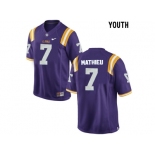 Youth LSU Tigers Tryann Mathieu #7 College Football Limited Jersey - Purple