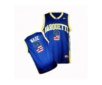 2016 US Flag Fashion Marquette Golden Eagles Dwyane Wade #3 College Basketball Jersey - Navy Blue