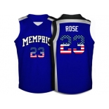 2016 US Flag Fashion Memphis Tigers Derrick Rose #23 College Basketball Throwback Jersey - Royal Blue