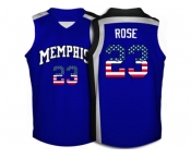 2016 US Flag Fashion Memphis Tigers Derrick Rose #23 College Basketball Throwback Jersey - Royal Blue