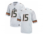 2016 Men's Miami Hurricanes #15 College Football Jerseys - White