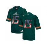 2016 US Flag Fashion 2016 Men's Miami Hurricanes #15 College Football Jerseys - Green