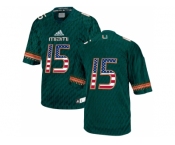 2016 US Flag Fashion 2016 Men's Miami Hurricanes #15 College Football Jerseys - Green