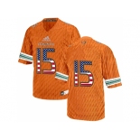 2016 US Flag Fashion 2016 Men's Miami Hurricanes #15 College Football Jerseys - Orange