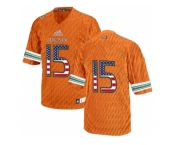 2016 US Flag Fashion 2016 Men's Miami Hurricanes #15 College Football Jerseys - Orange