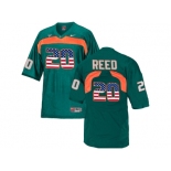 2016 US Flag Fashion Men's Miami Hurricanes Ed Reed #20 College Football Jersey - Green