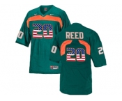 2016 US Flag Fashion Men's Miami Hurricanes Ed Reed #20 College Football Jersey - Green