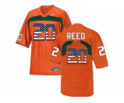 2016 US Flag Fashion Men's Miami Hurricanes Ed Reed #20 College Football Jersey - Orange