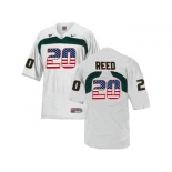 2016 US Flag Fashion Men's Miami Hurricanes Ed Reed #20 College Football Jersey - White