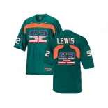 2016 US Flag Fashion Men's Miami Hurricanes Ray Lewis #52 College Football Jersey - Green