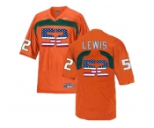 2016 US Flag Fashion Men's Miami Hurricanes Ray Lewis #52 College Football Jersey - Orange