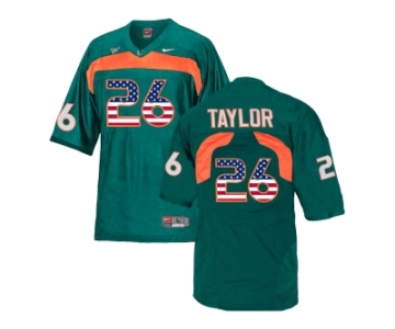 2016 US Flag Fashion Men's Miami Hurricanes Sean Taylor #26 College Football Jersey - Green