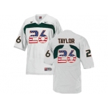 2016 US Flag Fashion Men's Miami Hurricanes Sean Taylor #26 College Football Jersey - White