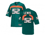 Men's Miami Hurricanes Ray Lewis #52 College Football Jersey - Green