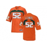 Men's Miami Hurricanes Ray Lewis #52 College Football Jersey - Orange