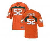 Men's Miami Hurricanes Ray Lewis #52 College Football Jersey - Orange