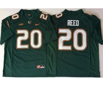 Miami Hurricanes #20 Ed Reed Green Nike College Football Jersey